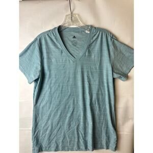 Adidas Shirt Small Adult Green Athletic Stretch V Neck Logo Casual Modern Large